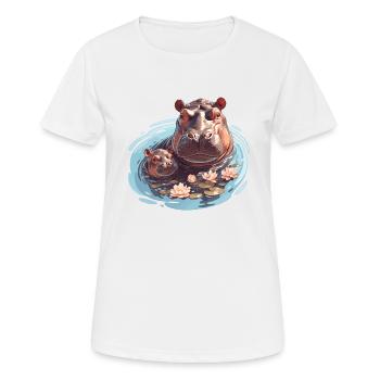Hippopotame Hippopotame - T-shirt respirant Femme - blanc - Devant - AI Model Female 172 dark (172cm)