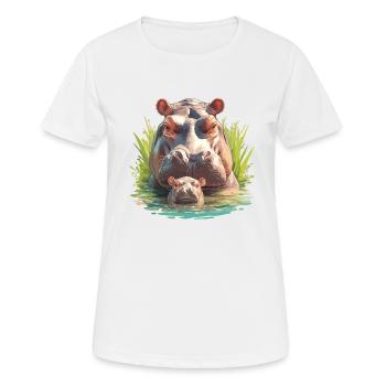 Hippopotame Hippopotame - T-shirt respirant Femme - blanc - Devant - AI Model Female 172 dark (172cm)