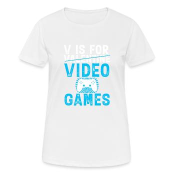 V stands for video games. Funny Valentine's Day Gam - Women's Breathable T-Shirt - white - Front - AI Model Female 172 dark (172cm)