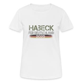 Habeck für Deutschland 2025 - Frauen T-Shirt atmungsaktiv - Weiß - Vorne - AI Model Female 172 dark (172cm)