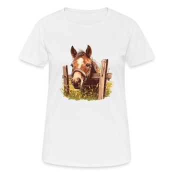 Pferde Pferd - Frauen T-Shirt atmungsaktiv - Weiß - Vorne - AI Model Female 172 dark (172cm)