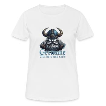 Germane mit Herz und Seele Nordisch Wikinger - Frauen T-Shirt atmungsaktiv - Weiß - Vorne - AI Model Female 172 dark (172cm)