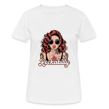 Cool Rockabilly Frau im Syle der 50er - Frauen T-Shirt atmungsaktiv - Weiß - Vorne - AI Model Female 172 dark (172cm)