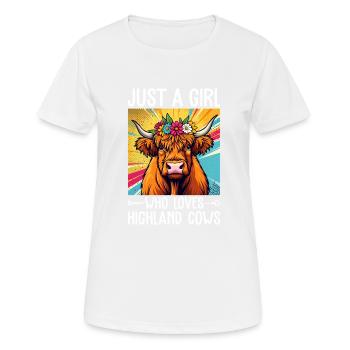 Juste une fille qui aime les vaches des Highlands - T-shirt respirant Femme - blanc - Devant - AI Model Female 172 dark (172cm)