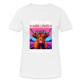 Juste une fille qui aime les vaches des Highlands - T-shirt respirant Femme - blanc - Devant - AI Model Female 172 dark (172cm)