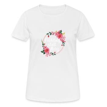 Frühling statt Merz - Frauen T-Shirt atmungsaktiv - Weiß - Vorne - AI Model Female 172 dark (172cm)
