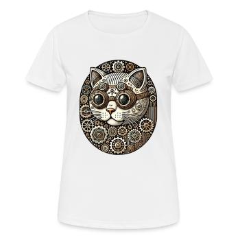 Steampunk Kitty Cat - Women's Breathable T-Shirt - white - Front - AI Model Female 172 dark (172cm)