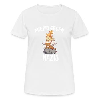 Miezis gegen Nazis Anime Katzen - Frauen T-Shirt atmungsaktiv - Weiß - Vorne - AI Model Female 172 dark (172cm)