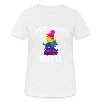 Gay miezen gegen rechts - Frauen T-Shirt atmungsaktiv - Weiß - Vorne - AI Model Female 172 dark (172cm)