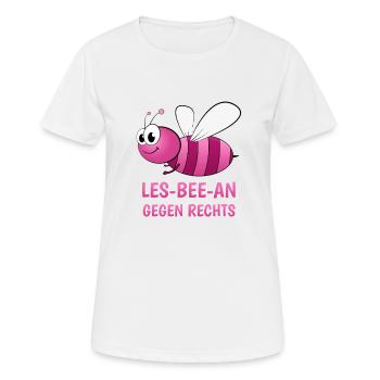Les-Bee-An gegen rechts Gay Lesben Biene - Frauen T-Shirt atmungsaktiv - Weiß - Vorne - AI Model Female 172 dark (172cm)