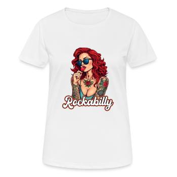 Cool Rockabilly Frau im Syle der 50er - Frauen T-Shirt atmungsaktiv - Weiß - Vorne - AI Model Female 172 dark (172cm)