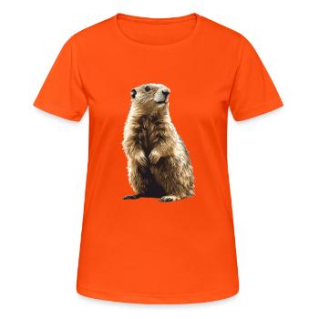 Marmots Groundhog - Women's Breathable T-Shirt - neon orange - Front - AI Model Female 172 dark (172cm)