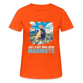 Marmots Groundhog - Women's Breathable T-Shirt - neon orange - Front - AI Model Female 172 dark (172cm)