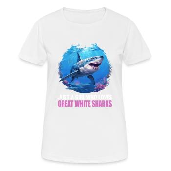 Grands requins blancs Grand requin blanc - T-shirt respirant Femme - blanc - Devant - AI Model Female 172 dark (172cm)