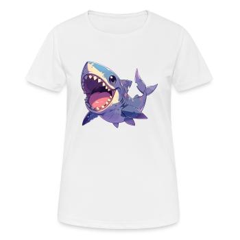 Haie Hai - Frauen T-Shirt atmungsaktiv - Weiß - Vorne - AI Model Female 172 dark (172cm)