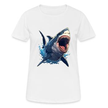 Haie Hai - Frauen T-Shirt atmungsaktiv - Weiß - Vorne - AI Model Female 172 dark (172cm)