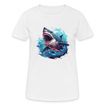 Haie Hai - Frauen T-Shirt atmungsaktiv - Weiß - Vorne - AI Model Female 172 dark (172cm)