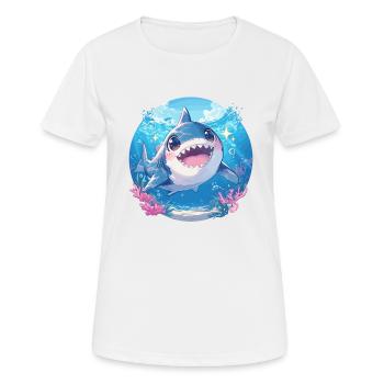 Haie Hai - Frauen T-Shirt atmungsaktiv - Weiß - Vorne - AI Model Female 172 dark (172cm)