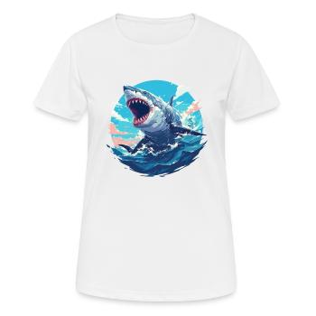 Haie Hai - Frauen T-Shirt atmungsaktiv - Weiß - Vorne - AI Model Female 172 dark (172cm)