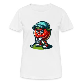 Drôle de tomate de golf avec chapeau élégant prêt pour - T-shirt respirant Femme - blanc - Devant - AI Model Female 172 dark (172cm)