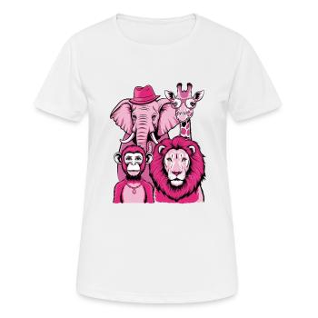 Elefant Affe Löwe Giraffe in Rosa Look mit Stil - Frauen T-Shirt atmungsaktiv - Weiß - Vorne - AI Model Female 172 dark (172cm)