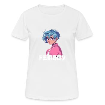 Femboy -Ästhetik Yaoi Anime Boy Crossdressing - Frauen T-Shirt atmungsaktiv - Weiß - Vorne - AI Model Female 172 dark (172cm)