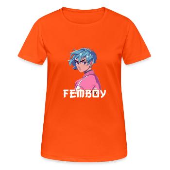Femboy -Ästhetik Yaoi Anime Boy Crossdressing - Frauen T-Shirt atmungsaktiv - Neonorange - Vorne - AI Model Female 172 dark (172cm)