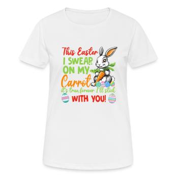 Easter declaration of love with bunny, eggs and carrot - Women's Breathable T-Shirt - white - Front - AI Model Female 172 dark (172cm)