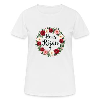 Happy Easter Flower Wreath He Is Risen Jesus - Women's Breathable T-Shirt - white - Front - AI Model Female 172 dark (172cm)