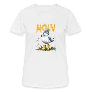 Seaman Seagull in the Wadden Sea with Moin - Women's Breathable T-Shirt - white - Front - AI Model Female 172 dark (172cm)