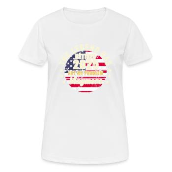 Retiree 2025 Retirement Retirement Pension USA Flag - Women's Breathable T-Shirt - white - Front - AI Model Female 172 dark (172cm)