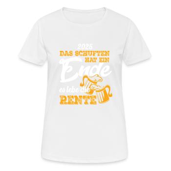 2025 Das schuften hat ein Ende es lebe Ruhestand - Frauen T-Shirt atmungsaktiv - Weiß - Vorne - AI Model Female 172 dark (172cm)