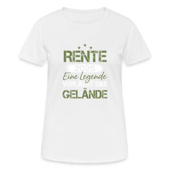 RENTE 2025 EINE LEGENDE VERLÄSST DAS GELÄNDE - Frauen T-Shirt atmungsaktiv - Weiß - Vorne - AI Model Female 172 dark (172cm)