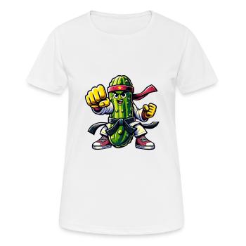 Karate Gurke Kämpfer Kühnes Abenteuer - Frauen T-Shirt atmungsaktiv - Weiß - Vorne - AI Model Female 172 dark (172cm)