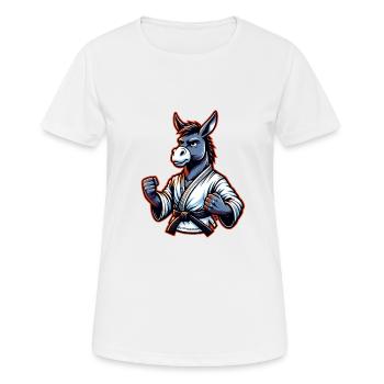 Lustiger Karate Esel für Martial Arts Fans - Frauen T-Shirt atmungsaktiv - Weiß - Vorne - AI Model Female 172 dark (172cm)