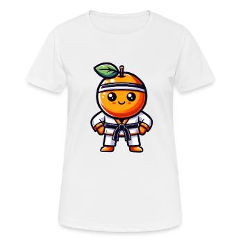 Karaté Orange : Fruit sucré dans une combinaison de karaté - T-shirt respirant Femme - blanc - Devant - AI Model Female 172 dark (172cm)