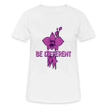 BE DIFFERENT - Orchidee Blumenliebe Positivität - Frauen T-Shirt atmungsaktiv - Weiß - Vorne - AI Model Female 172 dark (172cm)