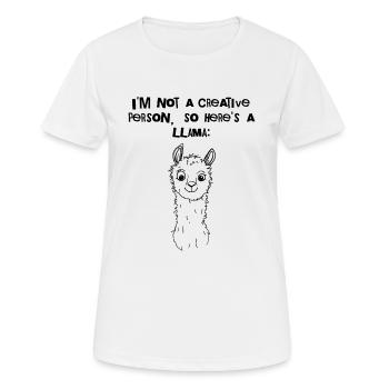 Je ne suis pas créatif – ici, un lama - T-shirt respirant Femme - blanc - Devant - AI Model Female 172 dark (172cm)