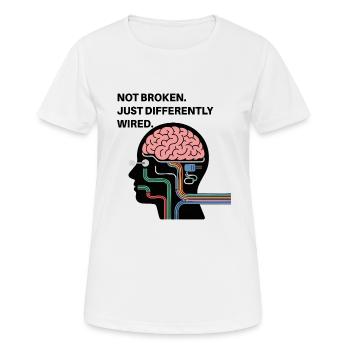 Pas cassé – juste câblé différemment - T-shirt respirant Femme - blanc - Devant - AI Model Female 172 dark (172cm)