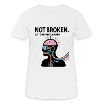 Pas cassé – juste câblé différemment - T-shirt respirant Femme - blanc - Devant - AI Model Female 172 dark (172cm)