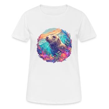 Lions de mer Lion de mer - T-shirt respirant Femme - blanc - Devant - AI Model Female 172 dark (172cm)