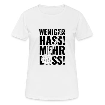 Moins de haine, plus de basses ! - T-shirt respirant Femme - blanc - Devant - AI Model Female 172 dark (172cm)