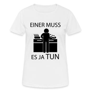 Abwaschen - Frauen T-Shirt atmungsaktiv - Weiß - Vorne - AI Model Female 172 dark (172cm)