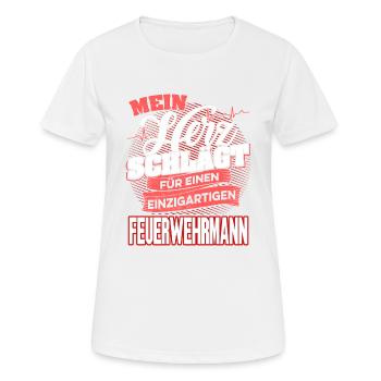 Feuerwehr Feuerwehrmann Liebe Herzschlag Geschenk - Frauen T-Shirt atmungsaktiv - Weiß - Vorne - AI Model Female 172 dark (172cm)