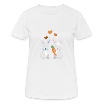 Süße Häschen - Frauen T-Shirt atmungsaktiv - Weiß - Vorne - AI Model Female 172 dark (172cm)