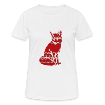 Weihnachten Fuchs - Strick Effekt - Frauen T-Shirt atmungsaktiv - Weiß - Vorne - AI Model Female 172 dark (172cm)