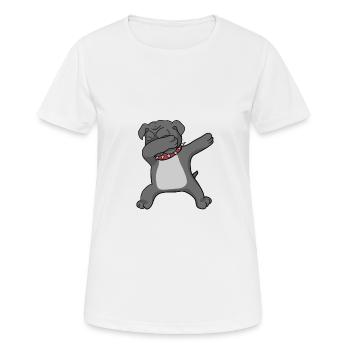 Bulldog Dab - dabbing bulldog - Frauen T-Shirt atmungsaktiv - Weiß - Vorne - AI Model Female 172 dark (172cm)