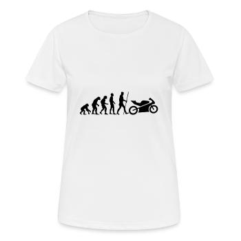 Die Evolution der Menschheit ist das Motorrad - Frauen T-Shirt atmungsaktiv - Weiß - Vorne - AI Model Female 172 dark (172cm)