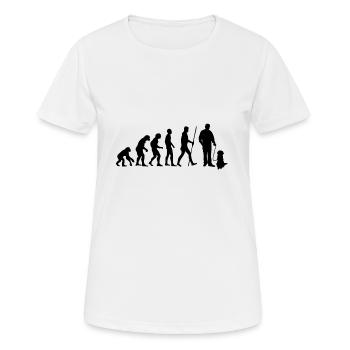 Evolution propriétaire avec le chien comme un cadeau - T-shirt respirant Femme - blanc - Devant - AI Model Female 172 dark (172cm)