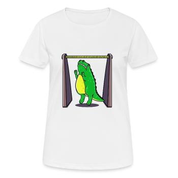 Fitness Dino lustig witzig Geschenk Geburtstag - Frauen T-Shirt atmungsaktiv - Weiß - Vorne - AI Model Female 172 dark (172cm)